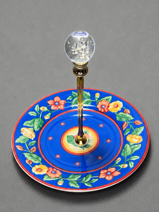 One Tier Floral Ceramic Jewelry Stand | 1PA104