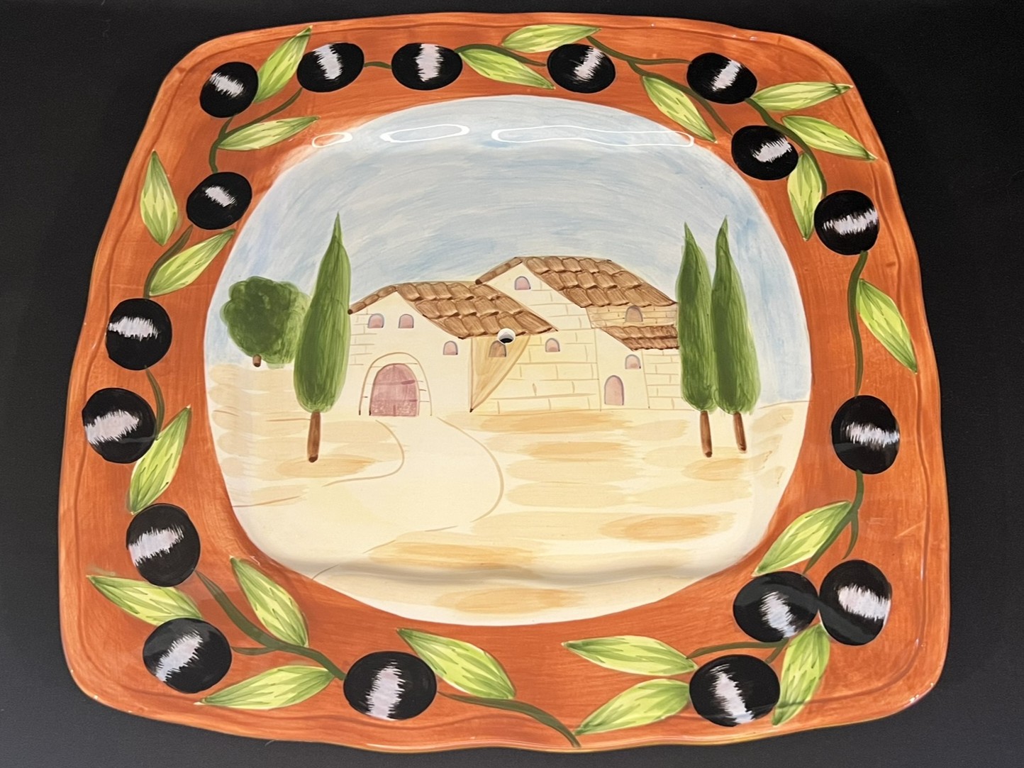 Tuscan Villa Hand-Painted Ceramic Plate | PS110