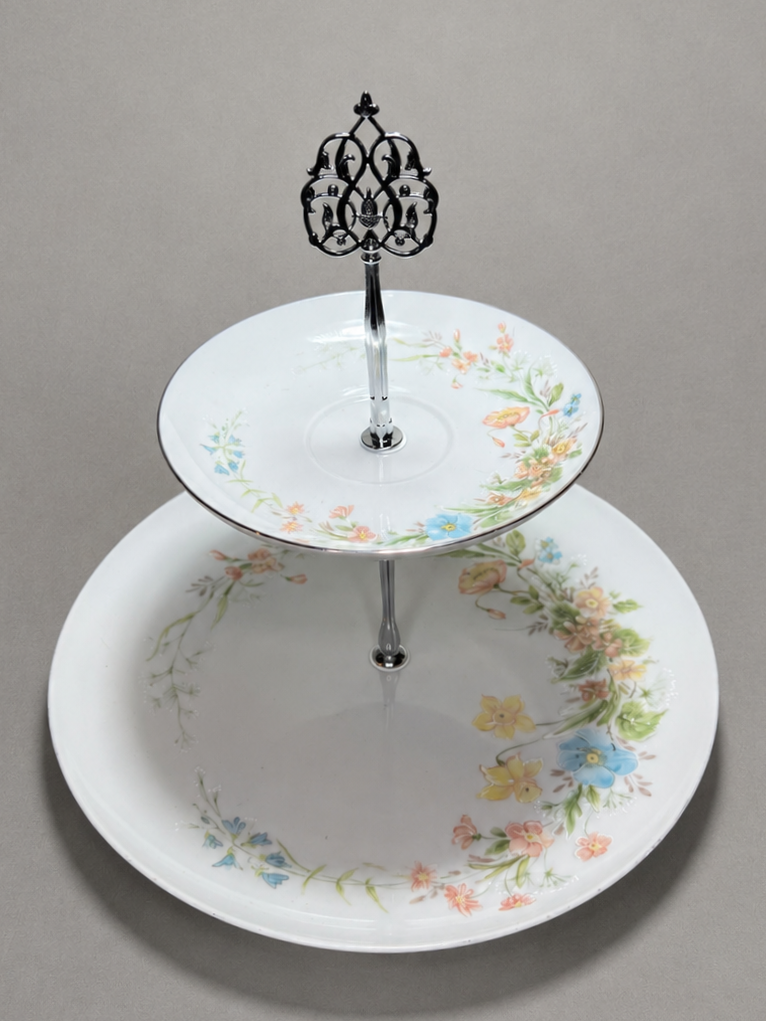Floral Two-Tiered Serving Tray | 2PA118