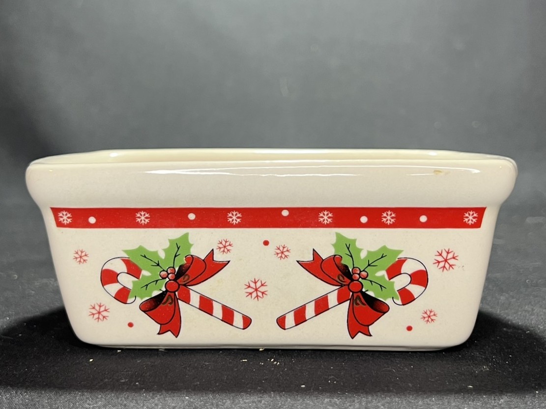 Christmas Candy Cane Ceramic Loaf Pan | H169