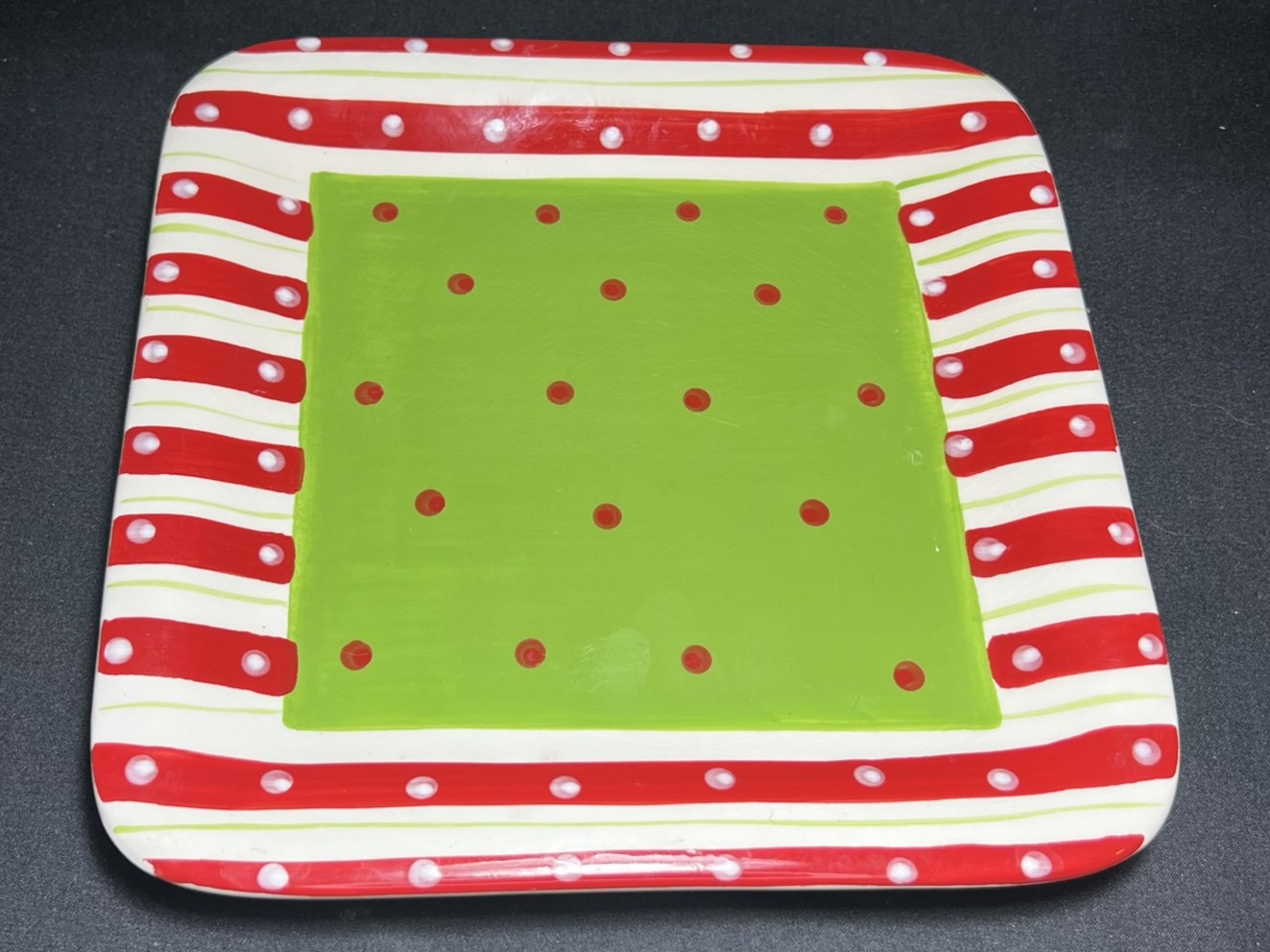 Festive Hand-Painted Square Plate | H210
