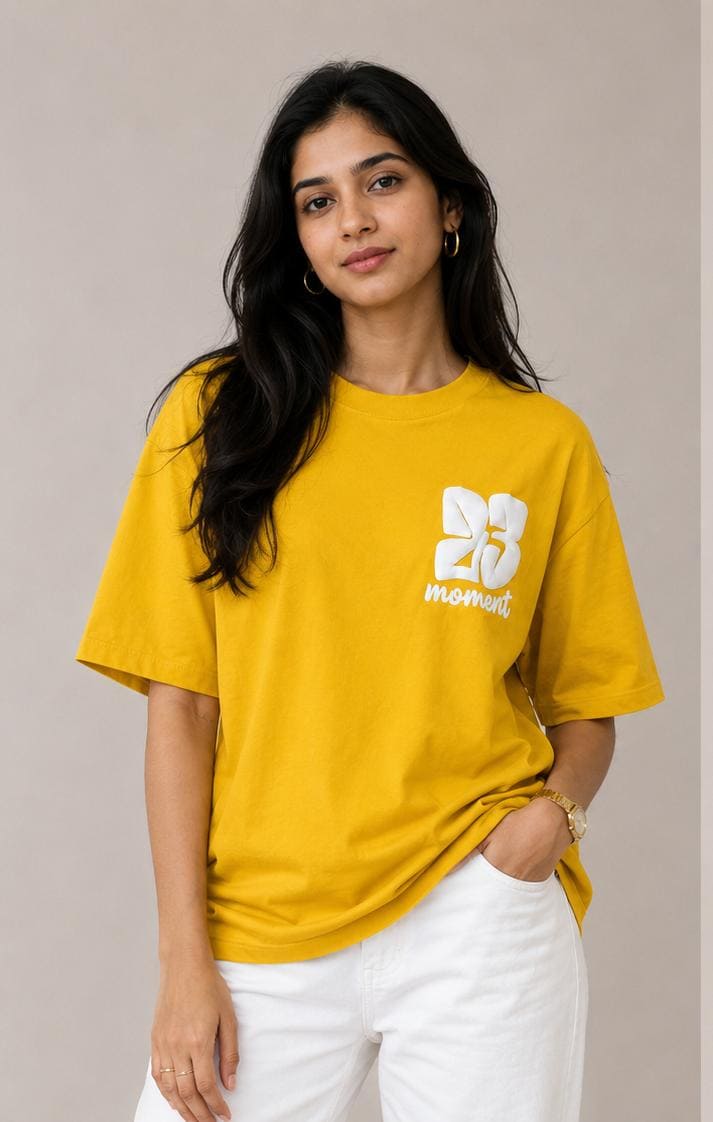 XELVANO 23 Moment Puff Print Oversized T-Shirt – Sunflower Yellow