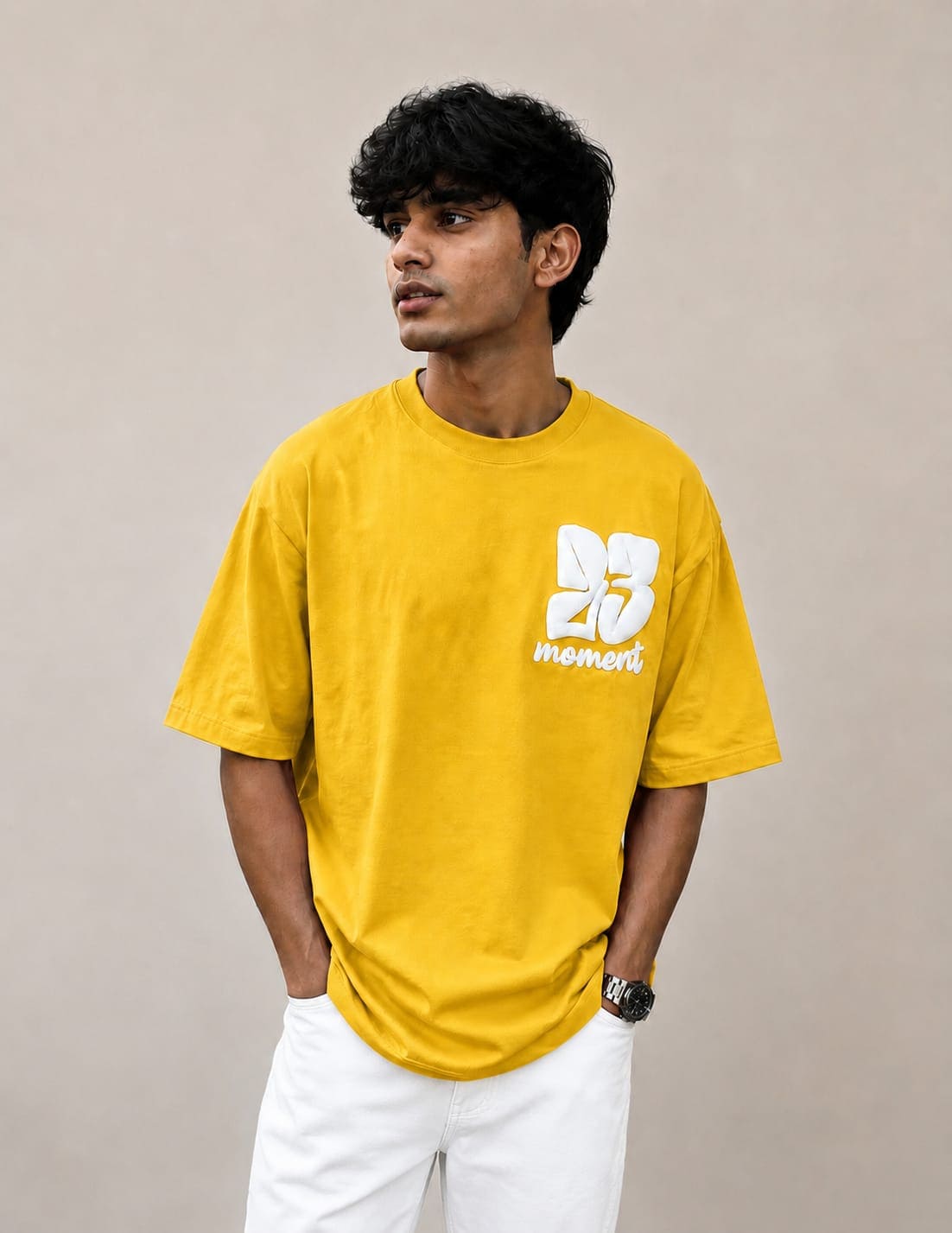 XELVANO 23 Moment Puff Print Oversized T-Shirt – Sunflower Yellow