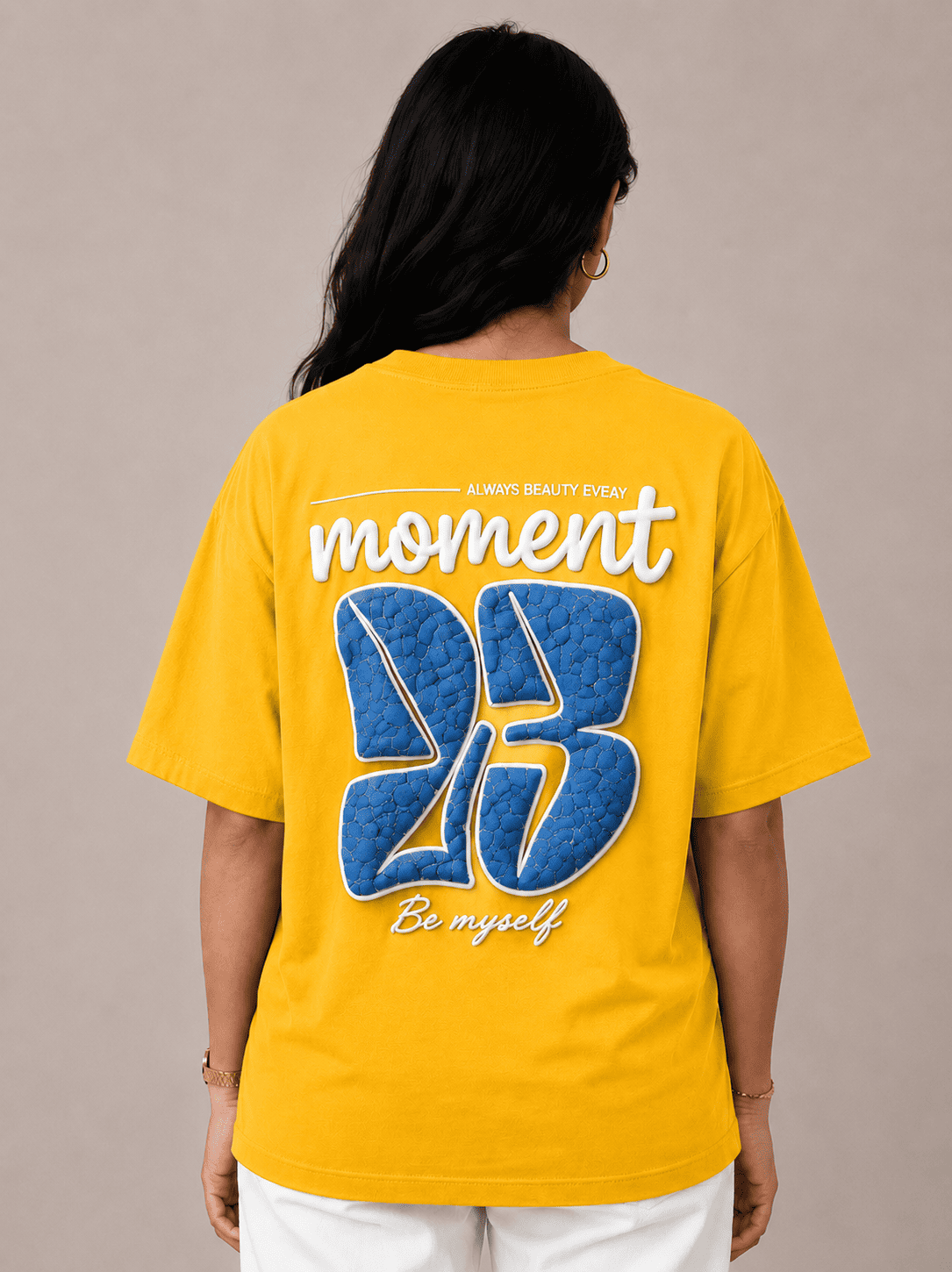 XELVANO 23 Moment Puff Print Oversized T-Shirt – Sunflower Yellow