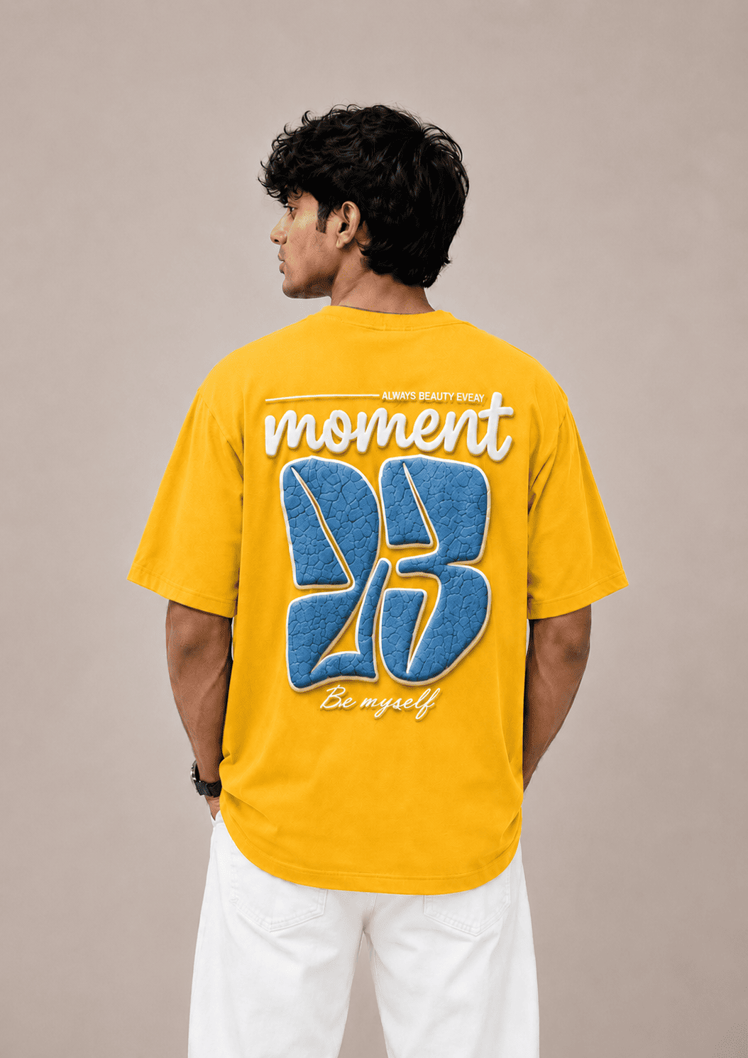 XELVANO 23 Moment Puff Print Oversized T-Shirt – Sunflower Yellow