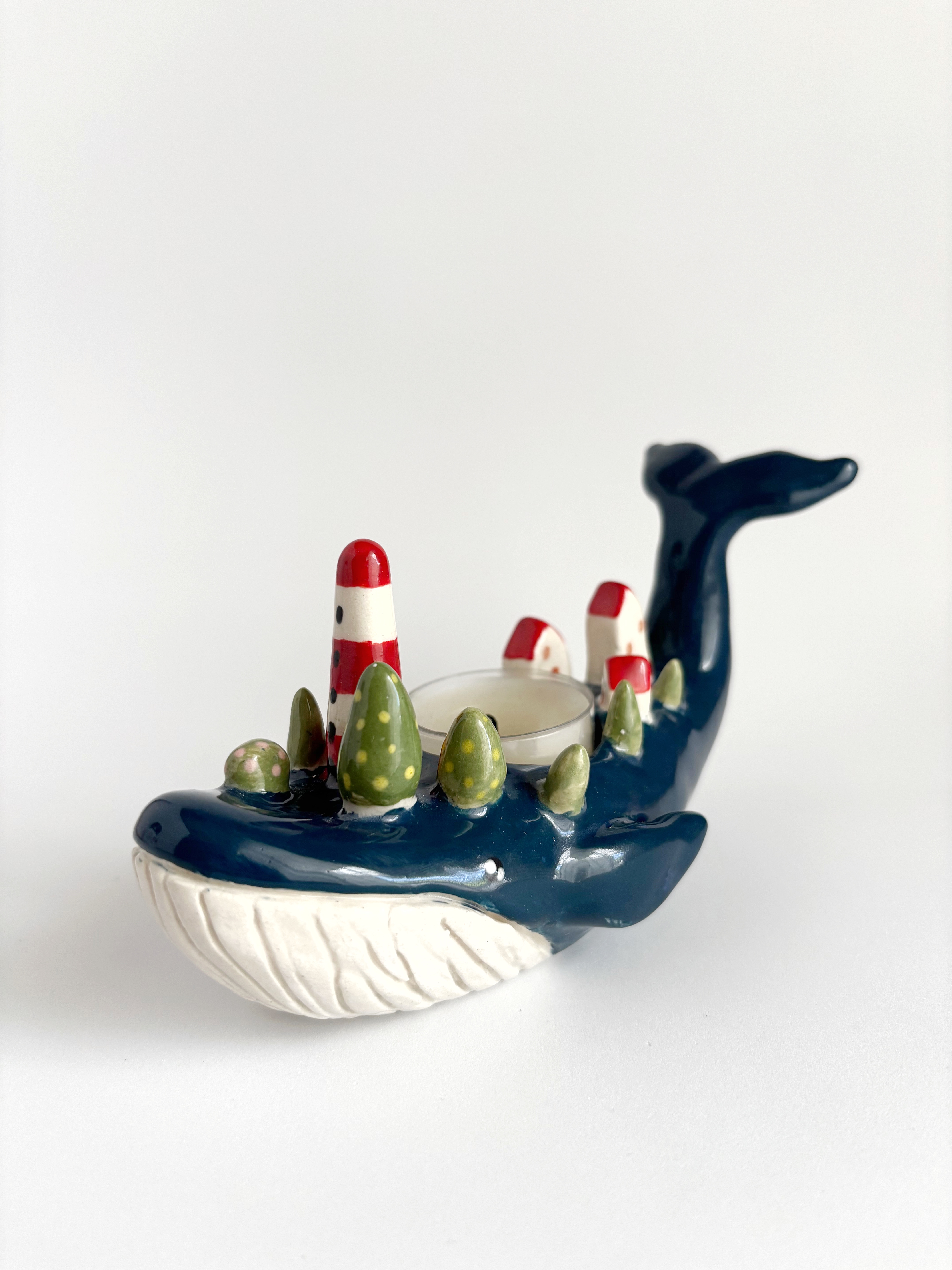 Whale Lighthouse – Handmade Ceramic Tealight Holder