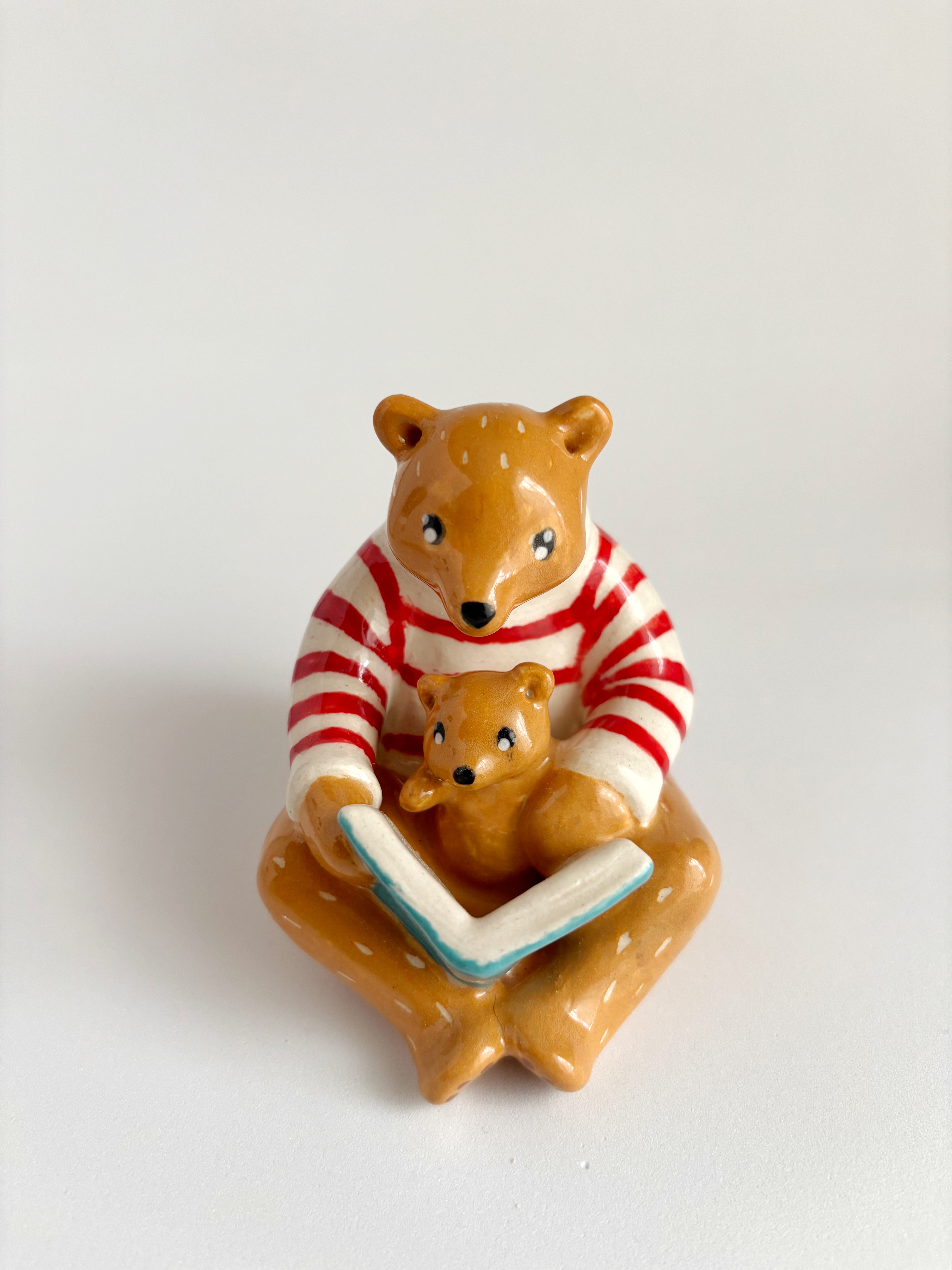 Mama Bear's Bedtime Story – Handmade Ceramic Figurine