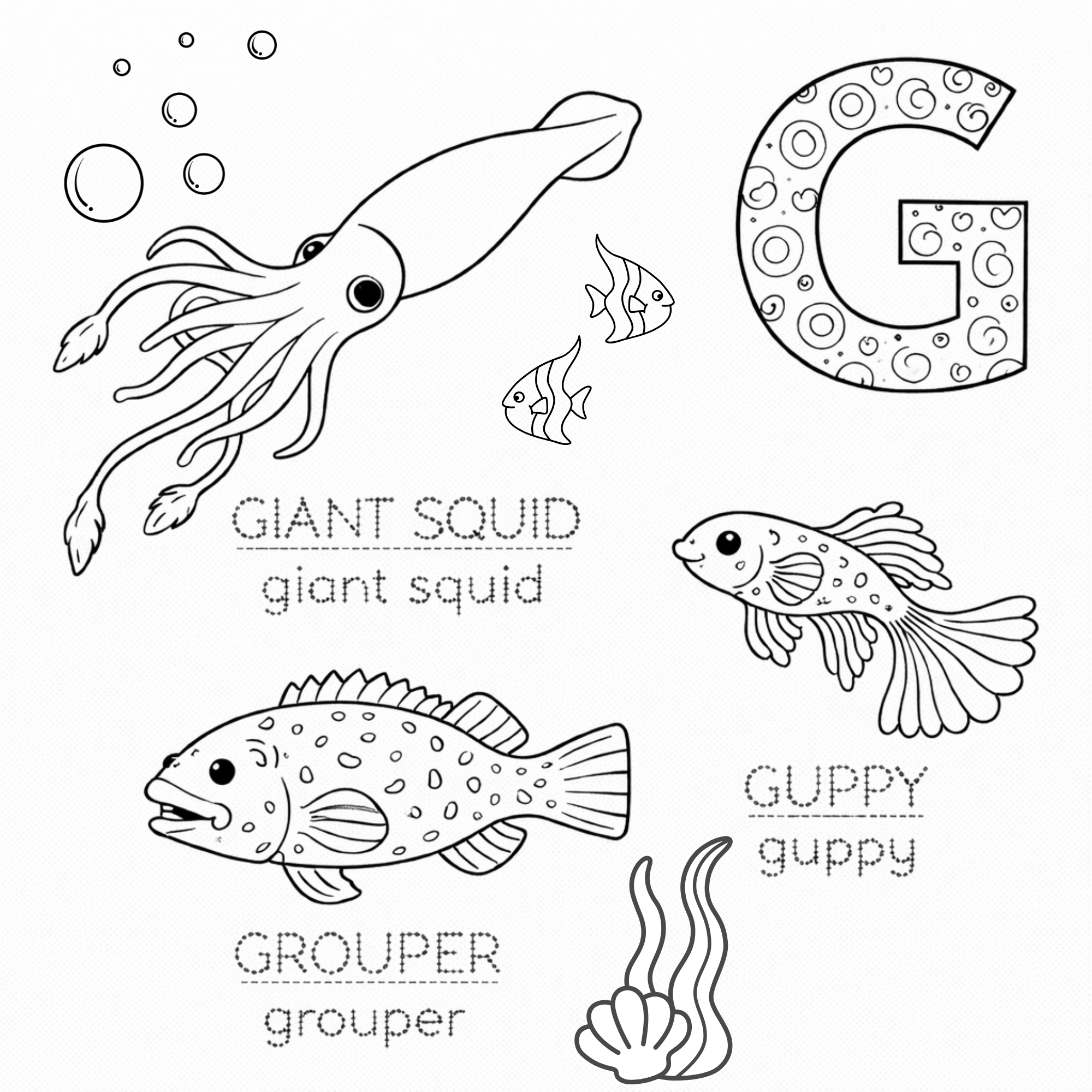 A-Z of Sea Animals Colouring and Tracing Book