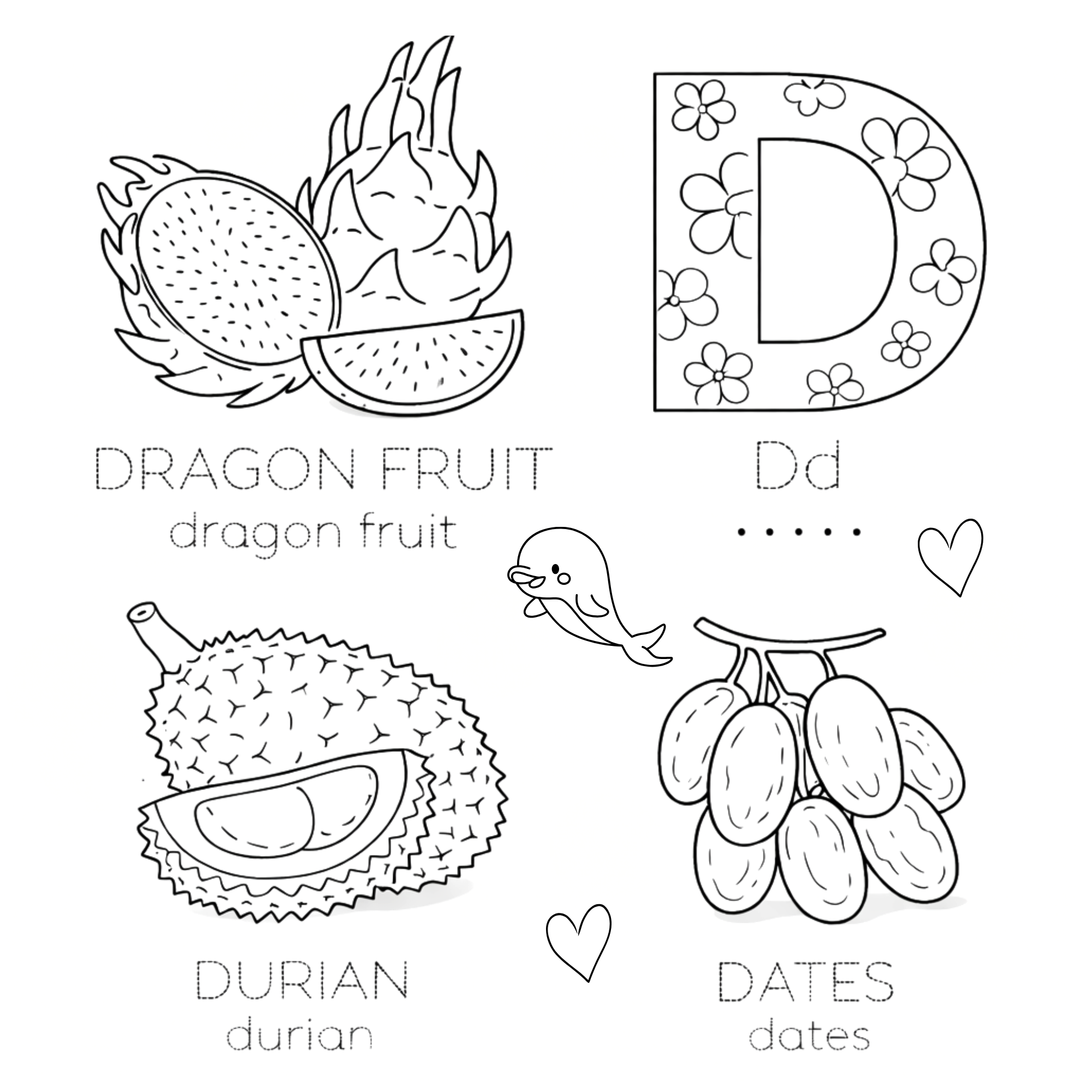 A-Z of Fruit Coloring and Tracing Book