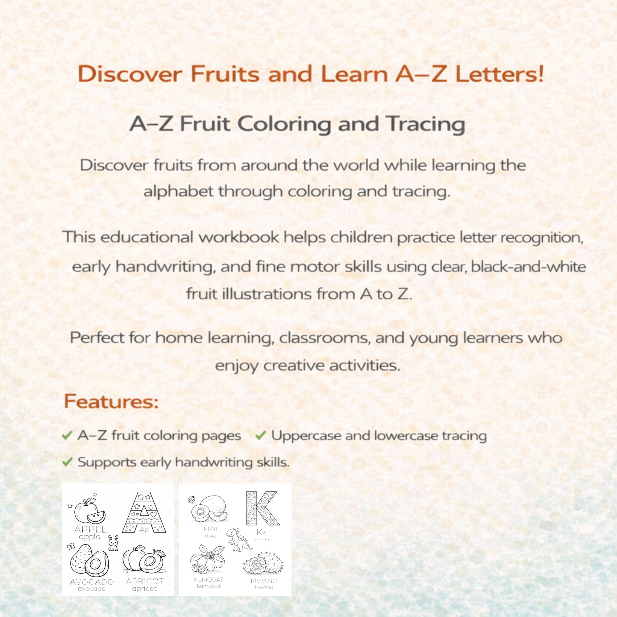 A-Z of Fruit Coloring and Tracing Book