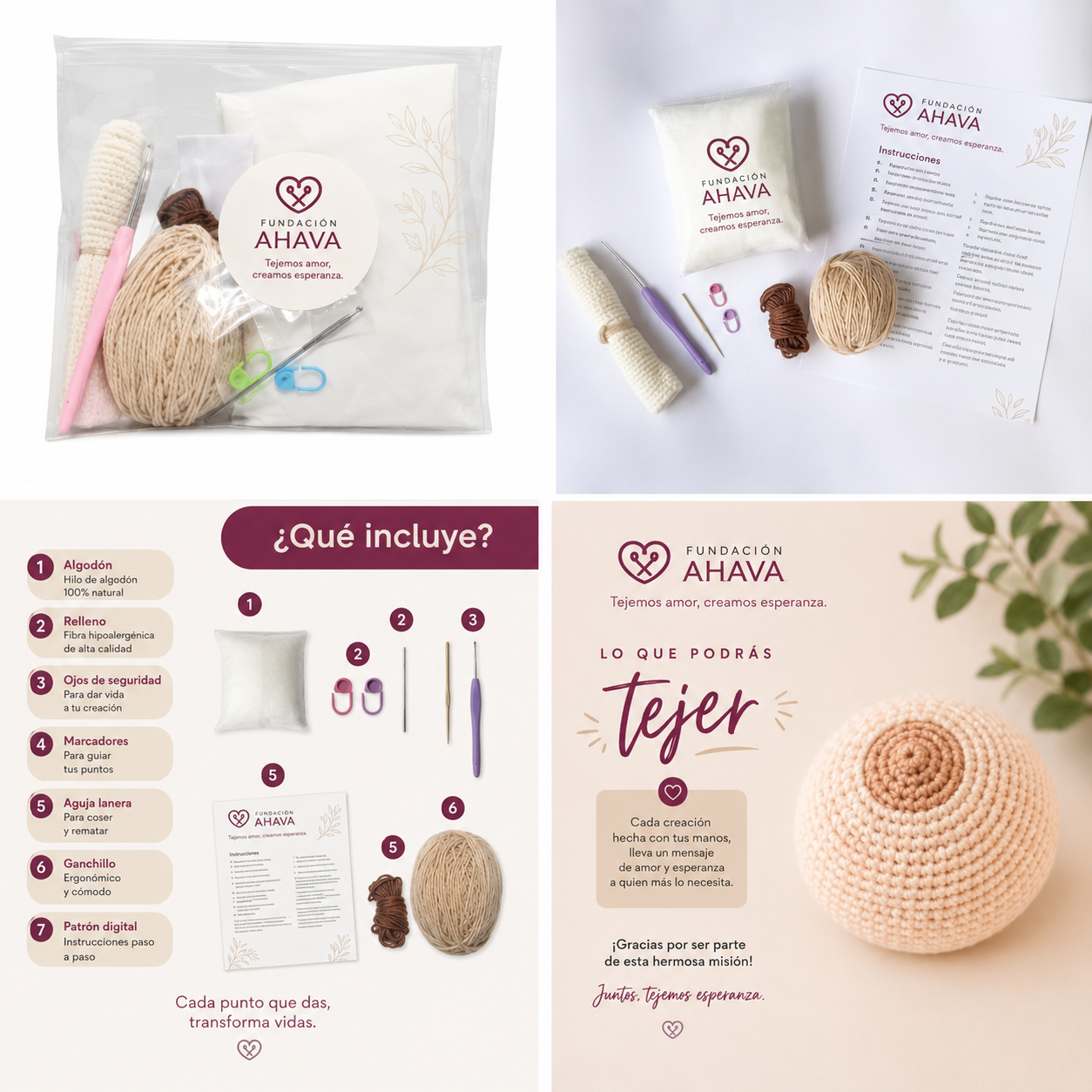 Kit de Tejido Solidario  para Tejer una Prótesis Mamaria a Crochet