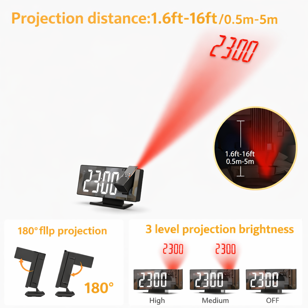 LED Digital Projection Desk Alarm Clock