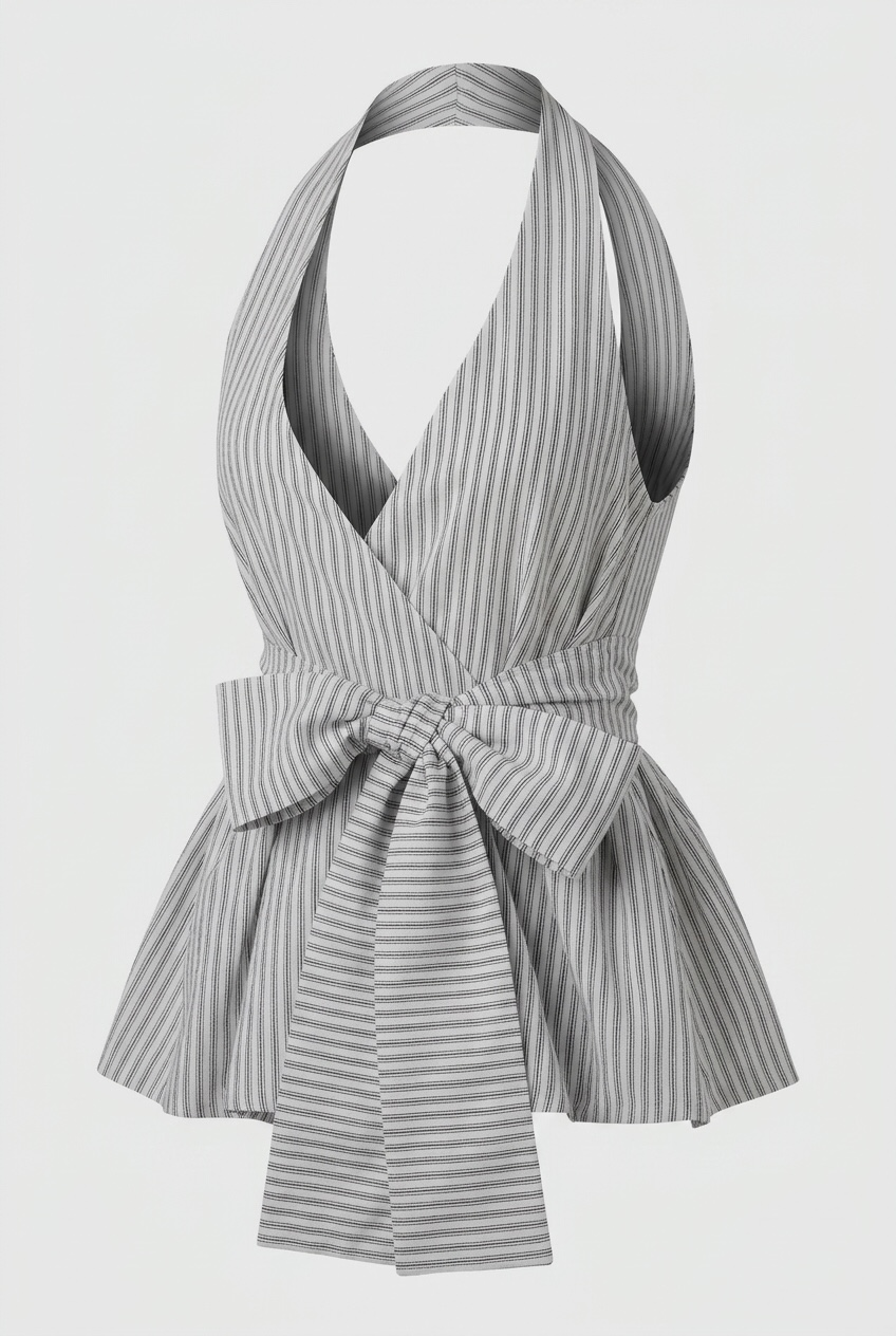 Halter Striped Wrap Top