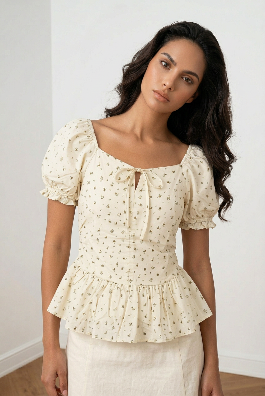 Hazel Floral Puff Top