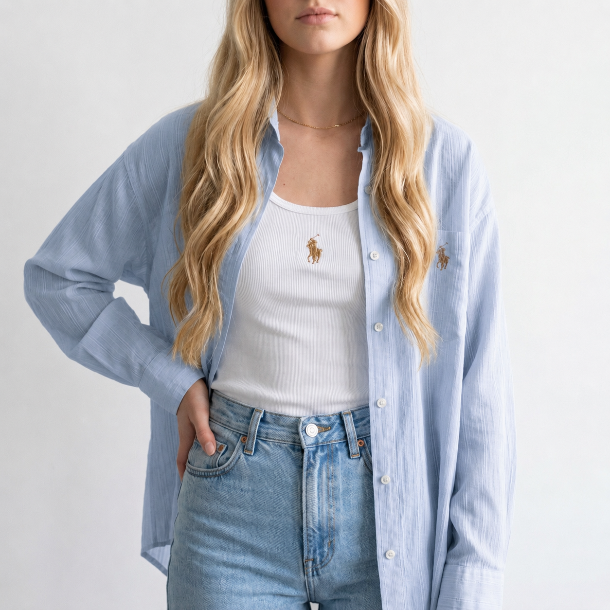 Toni Relaxed Shirt Set with Cami Top