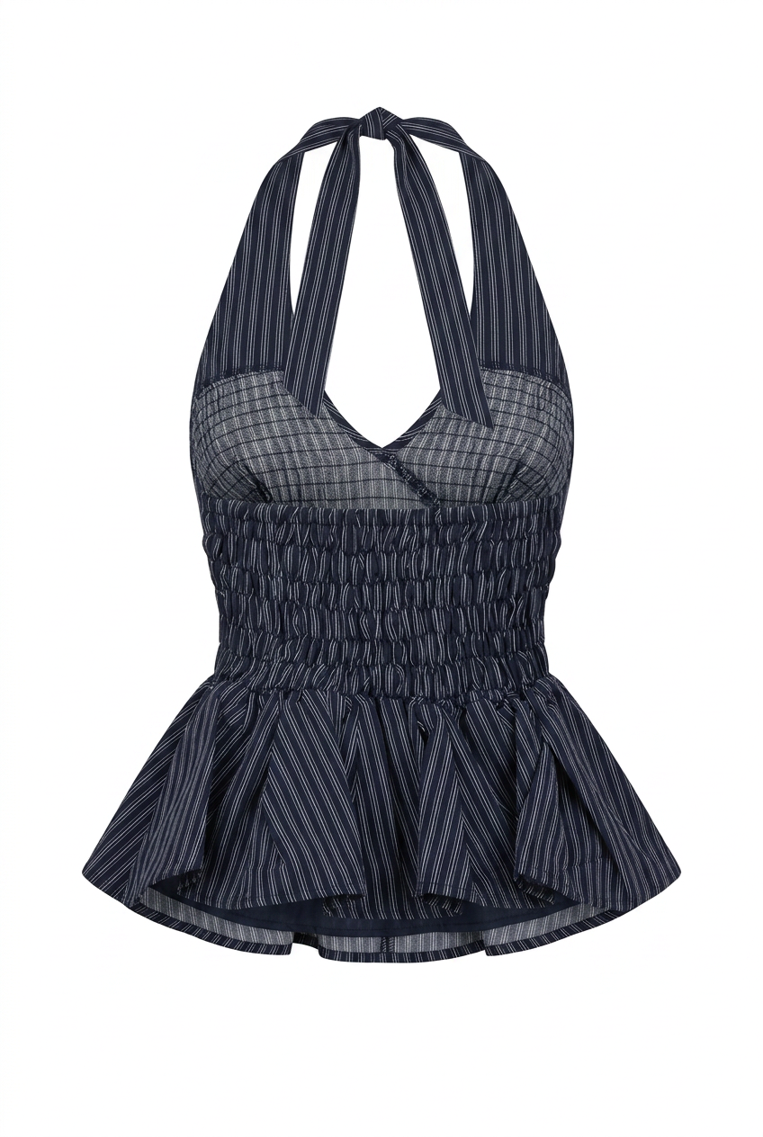 Halter Striped Wrap Top