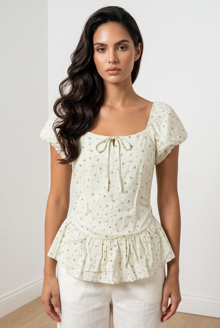 Hazel Floral Puff Top