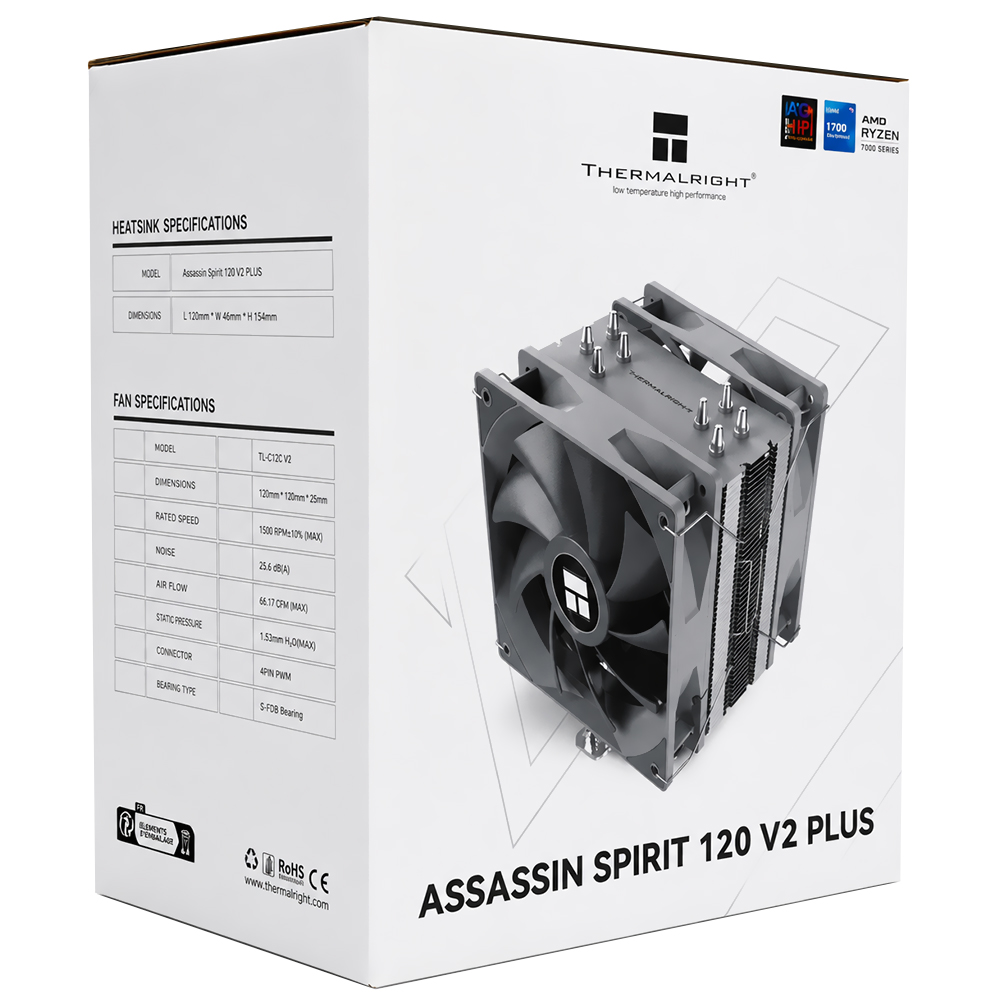 Cooler para Procesador Thermalright Assassin Spirit 120 V2 Plus 120MM - Negro