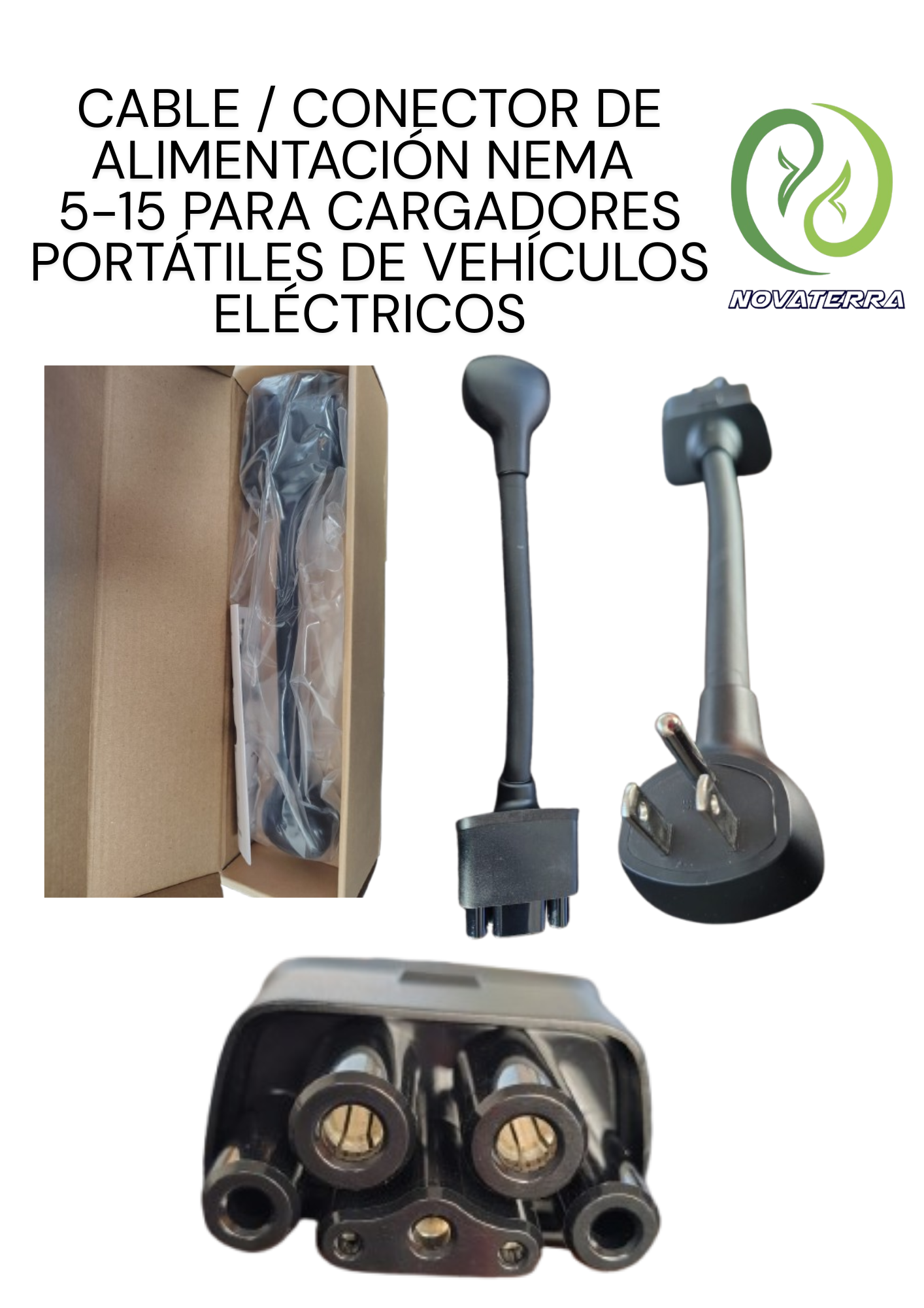 Cable conector de alimentación NEMA 5-15 para cargadores portatiles de vehiculos electricos 