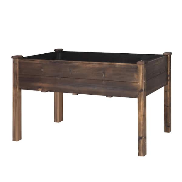 VEIKOUS 48 in. L x 24 in. W x 30 in. H Carbonized Cedar Raised Garden Bed with Liner