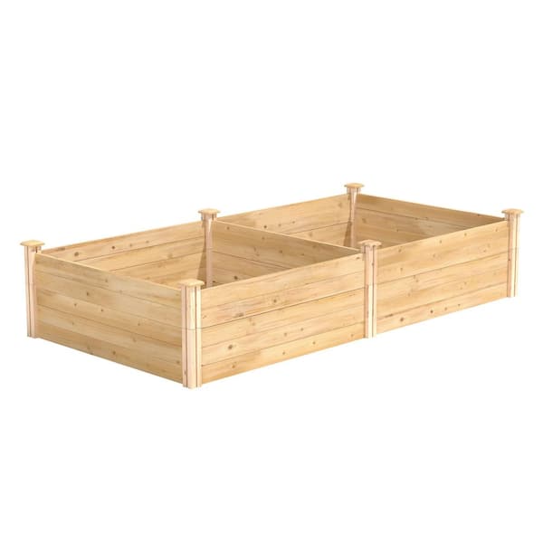 Greenes Fence Classic Unsanded Cedar Wood Rectangle Raised Garden Bed with 1/2 in. Thick Boards (96 in. L x 48 in. W x 17.5 in. H)
