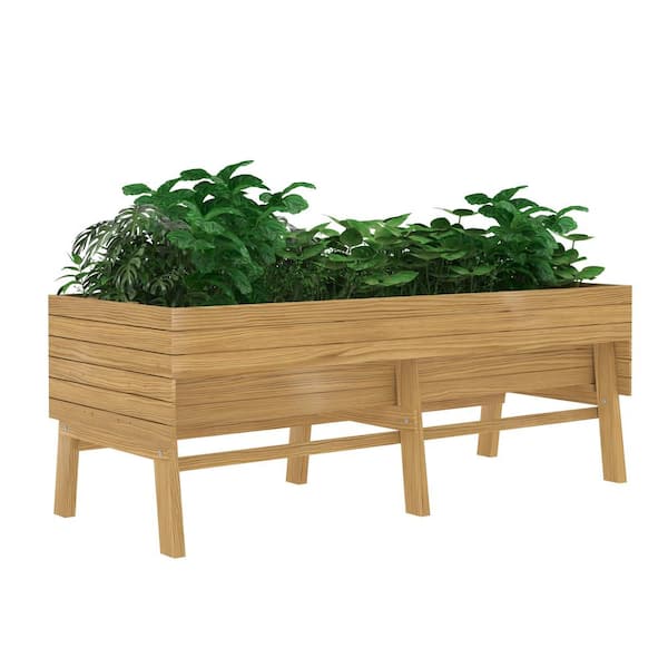 VEIKOUS 71 in. L x 31 in. W Large Cedar Wood Raised Garden Bed Outdoor with Legs and Liner, Natural