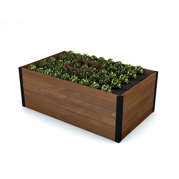 VITA Mezza 3'L x 5'W x 22"H Cedar Keyhole Composting Garden, Golden Brown
