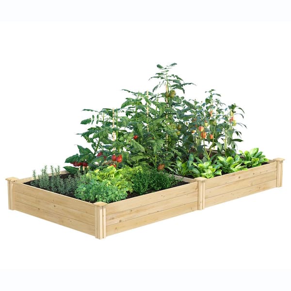 Greenes Fence Premium Sanded Natural Cedar Wooden Rectangle Raised Garden Bed 3/4 in. Thick Boards (96 in. L x 48 in. W x 10.5 in. H)