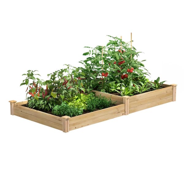 Greenes Fence Premium Sanded Natural Cedar 2-Tiered Raised Garden Bed with 3/4 in. Thick Boards (96 in. L x 48 in. W x 10.5 in. H)