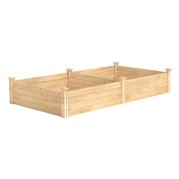 Greenes Fence Classic Unsanded Cedar Wood Rectangle Raised Garden Bed with 1/2 in. Thick Boards (96 in. L x 48 in. W x 14 in. H)