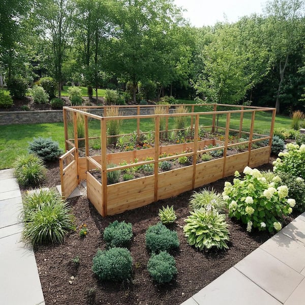 Outdoor Living Today 8 ft. x 16 ft. Cedar Garden in a Box with Deer Fencing