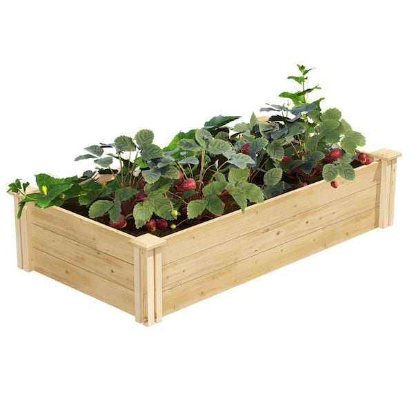 Greenes Fence Premium Sanded Natural Cedar Wooden Rectangle Raised Garden Bed 3/4 in. Thick Boards (48 in. L x 24 in. W x 10.5 in. H)