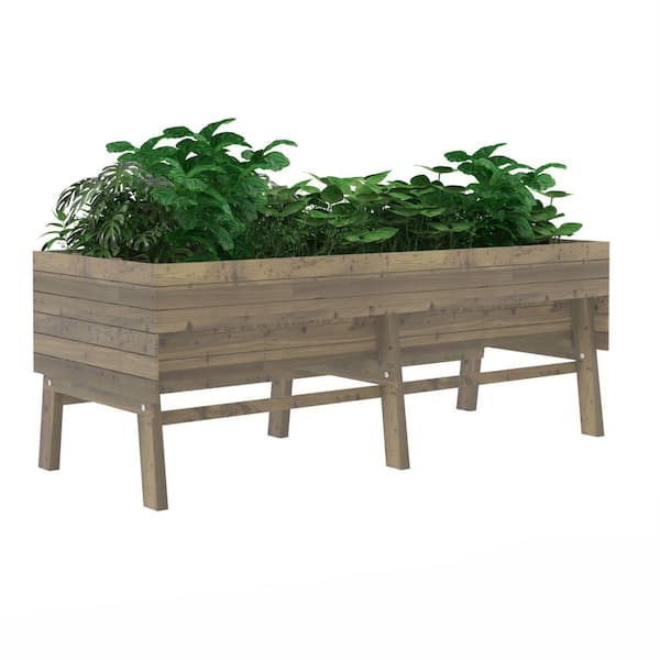 VEIKOUS 71 in. L x 31 in. W Large Cedar Wood Raised Garden Bed Outdoor with Legs and Liner, Mocha Brown
