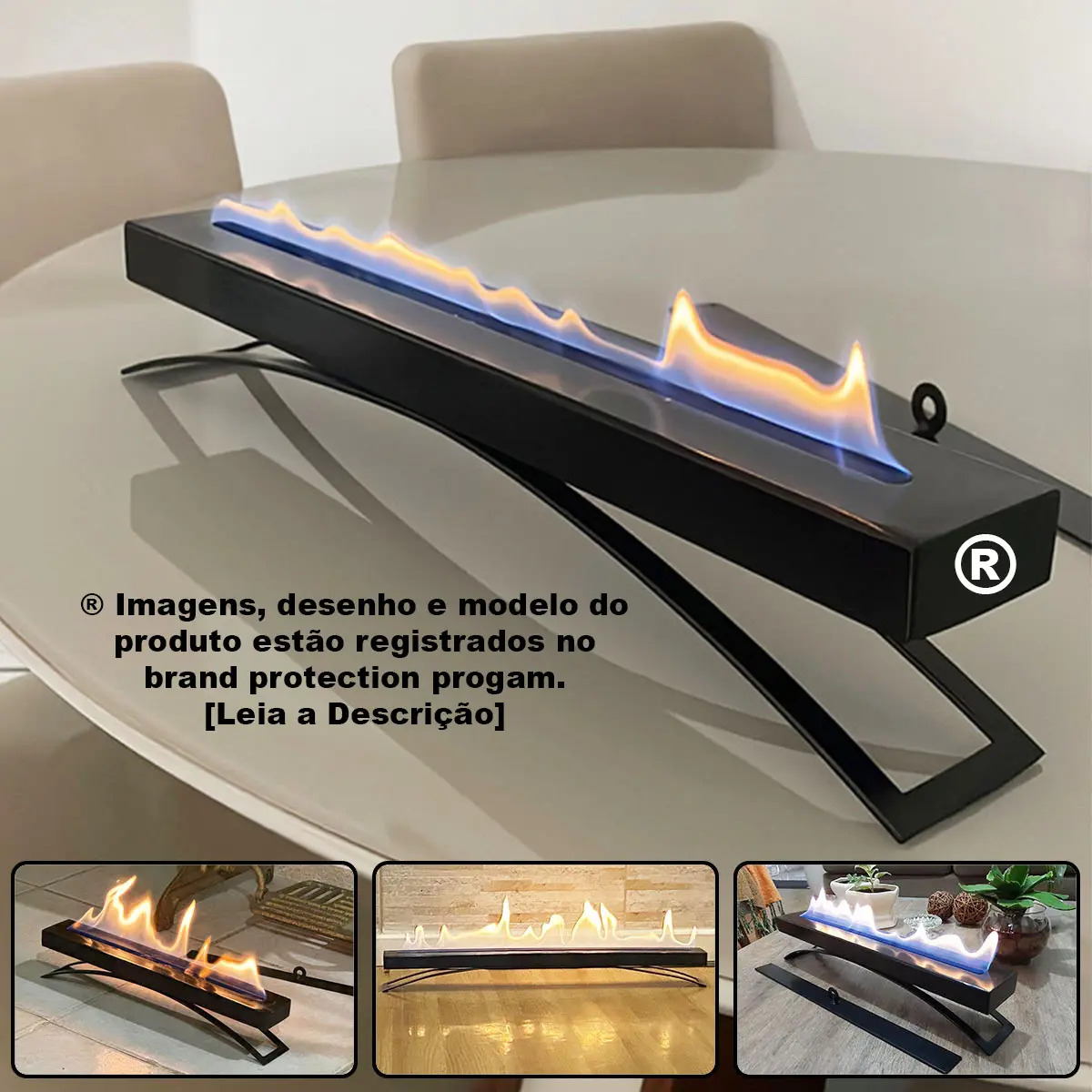 Lareira Ecológica De Mesa Etanol 46cm Portátil Todo Ambiente