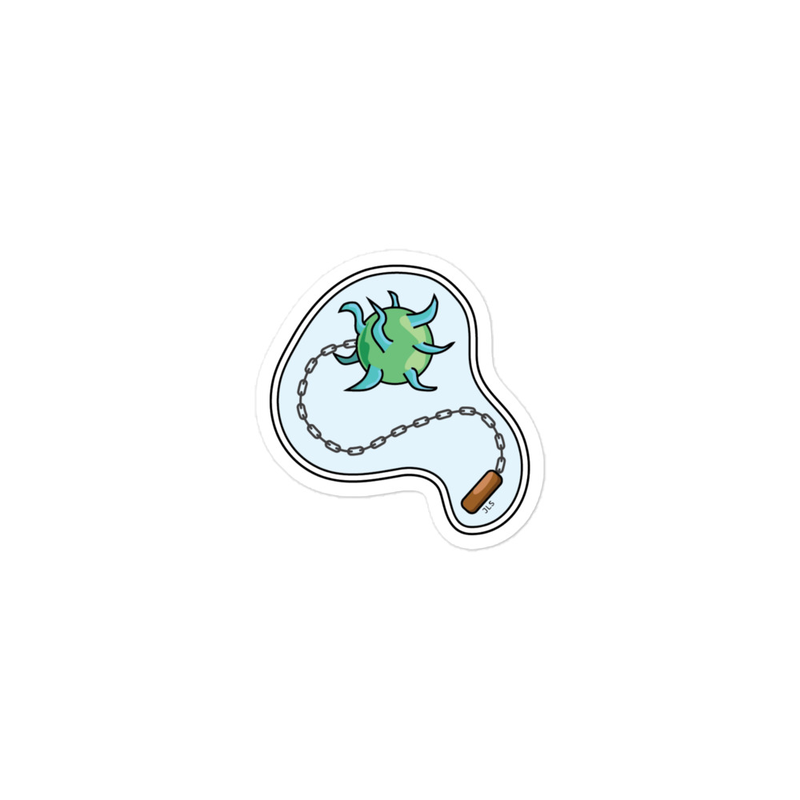 Bubble-free stickers: Microbial Mace designed by student June Lennox Stone