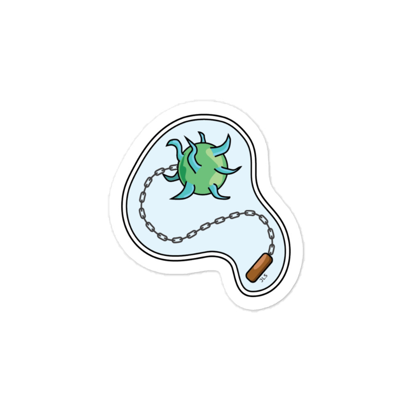 Microbe Mace Vinyl Sticker Designed by June Lennox Stone (WCL Local Artist Series)