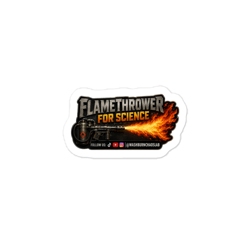 Kiss-cut vinyl decals: Flamethrower for Science