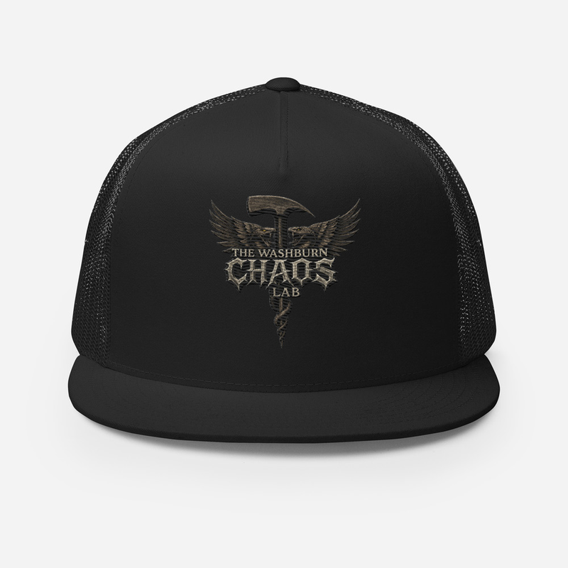 Detailed Embroidered Trucker Cap: Washburn CHAOS Lab Logo