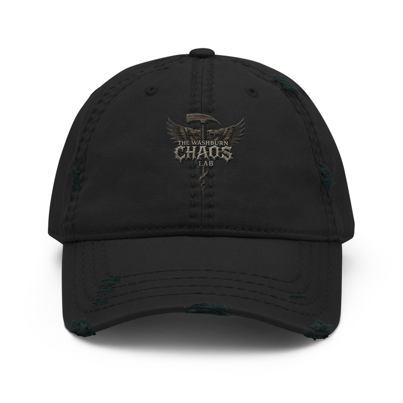 Distressed Dad Hat Full Color Embroidery Washburn CHAOS Lab Logo