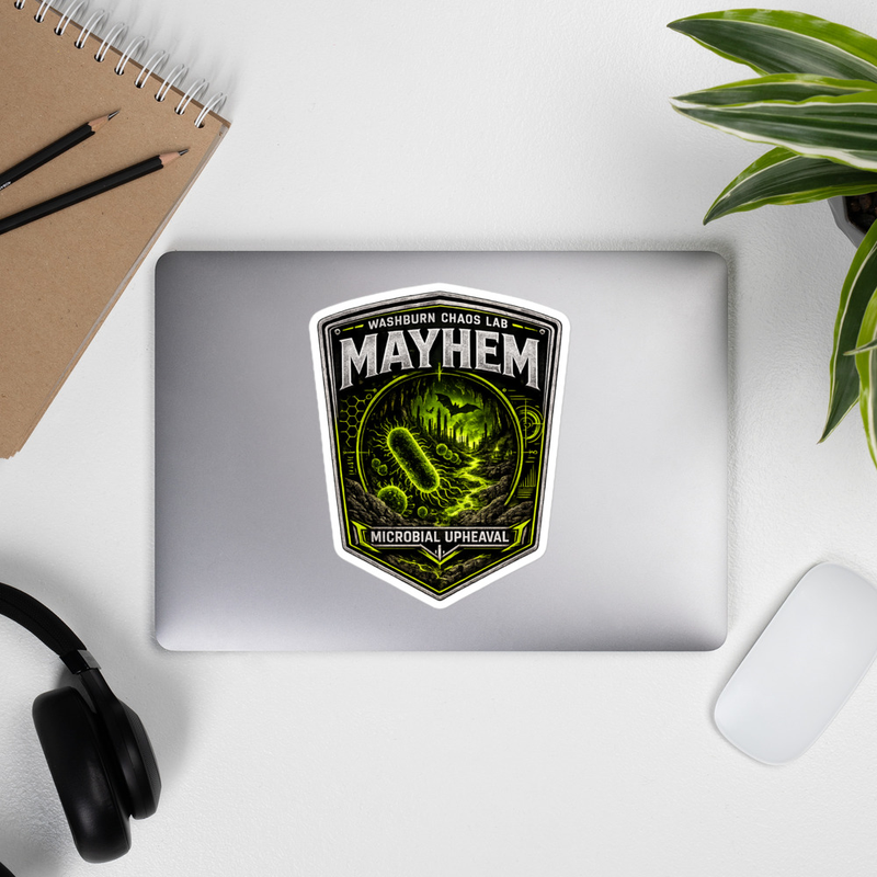 Kiss-cut vinyl decals: MAYHEM Division