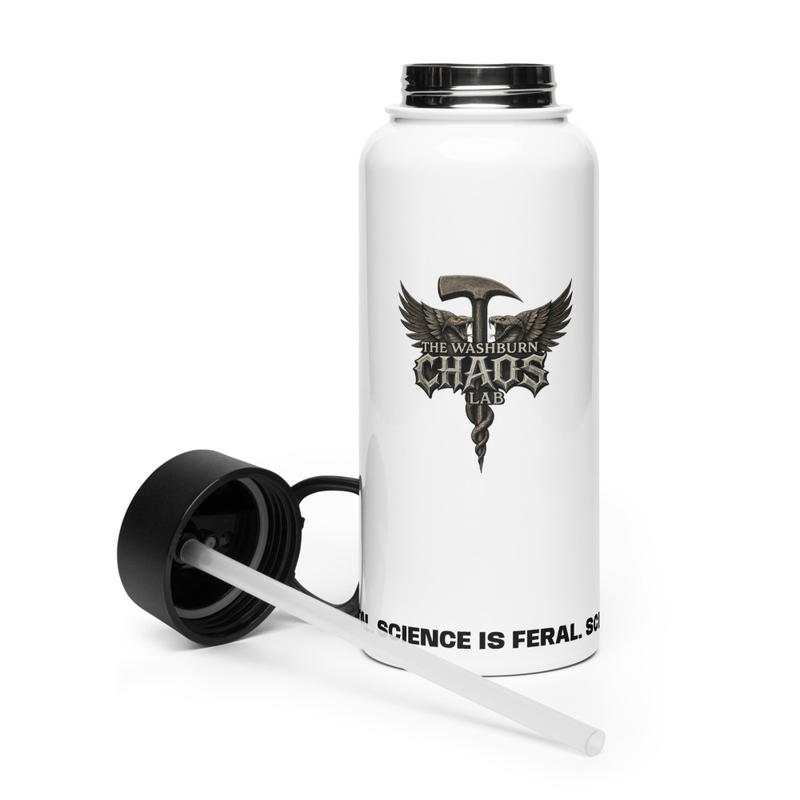 Washburn CHAOS Lab Logo Stainless steel water bottle with a straw lid