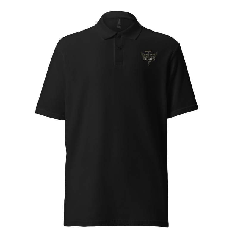 Washburn CHAOS Lab Logo Unisex pique polo shirt (Black)