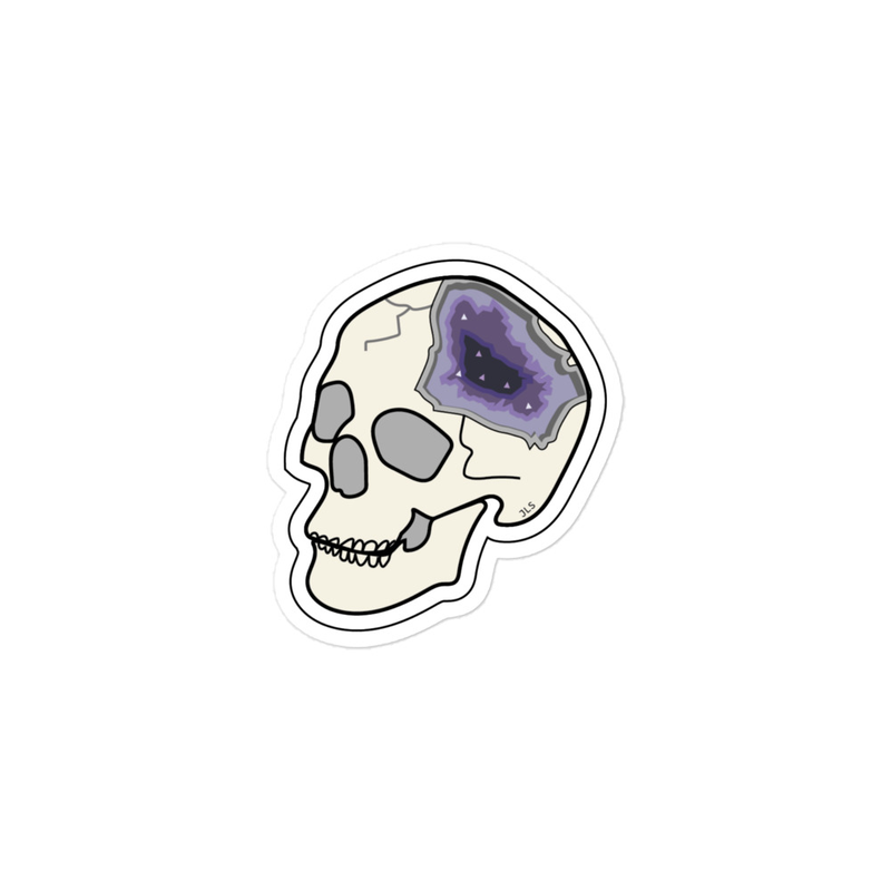 Bubble-free stickers: Skull Geode designed by student June Lennox Stone
