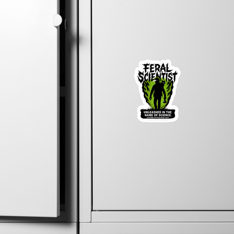 Kiss-cut vinyl decals: Feral Scientist Unleashed in the Name of Science