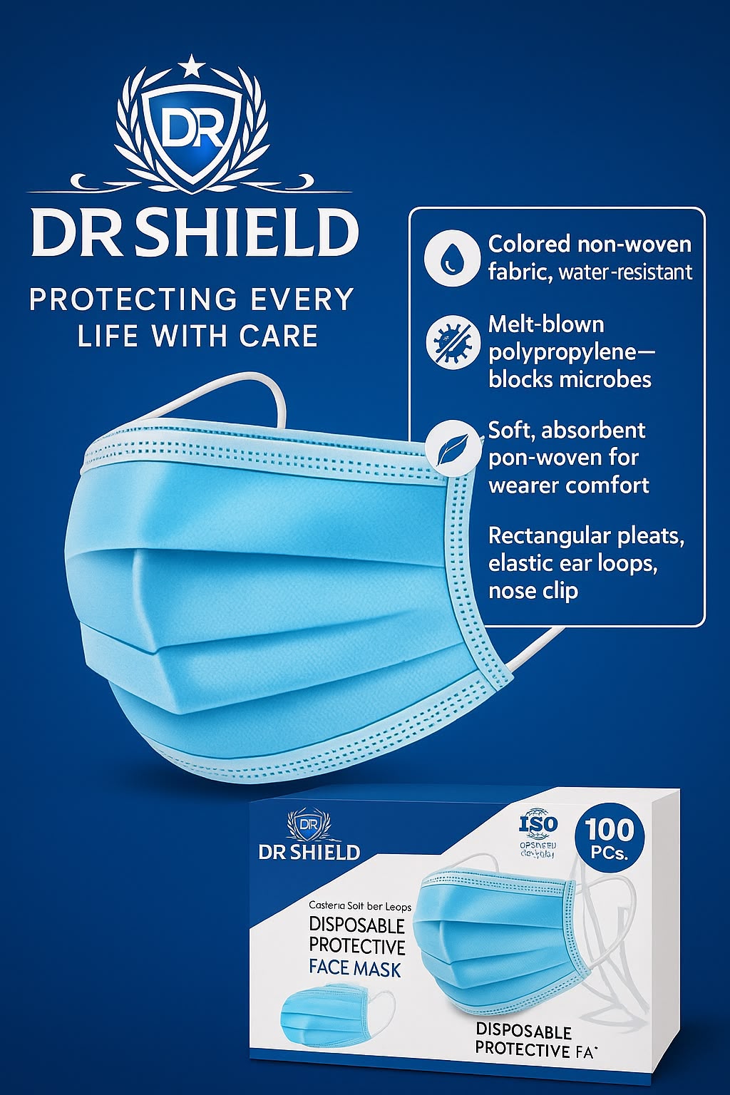 Dr Shield Blue 3 Ply Surgical Face Mask