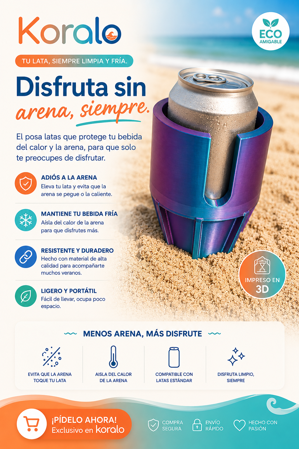 Porta latas antiarena