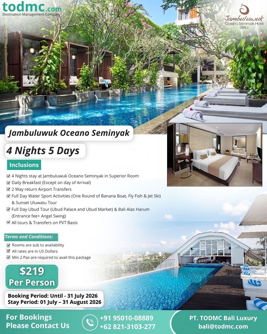 Jambuluwuk Oceano Seminyak Bali Getaway - 4 Nights / 5 Days