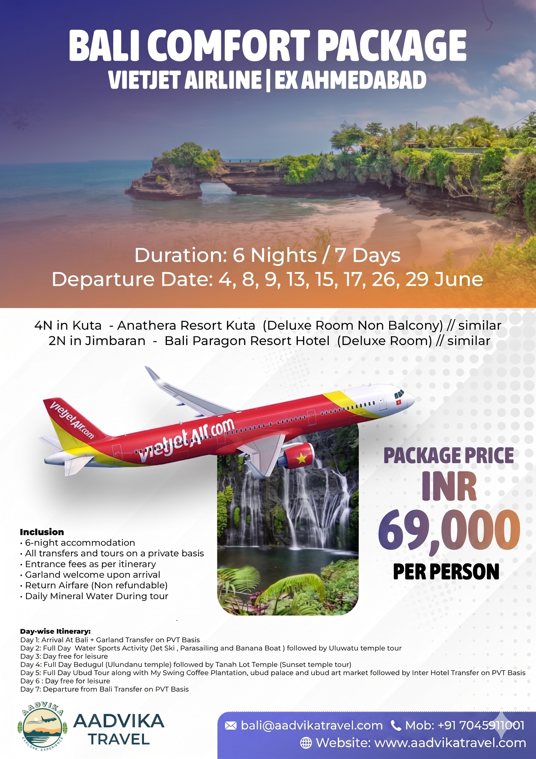 BALI 6N - Fixed Dep - June - Flight Incl | EX AMD