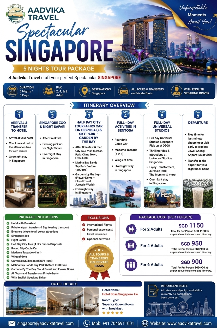 Spectacular Singapore 5 Nights / 6 Days Tour Package