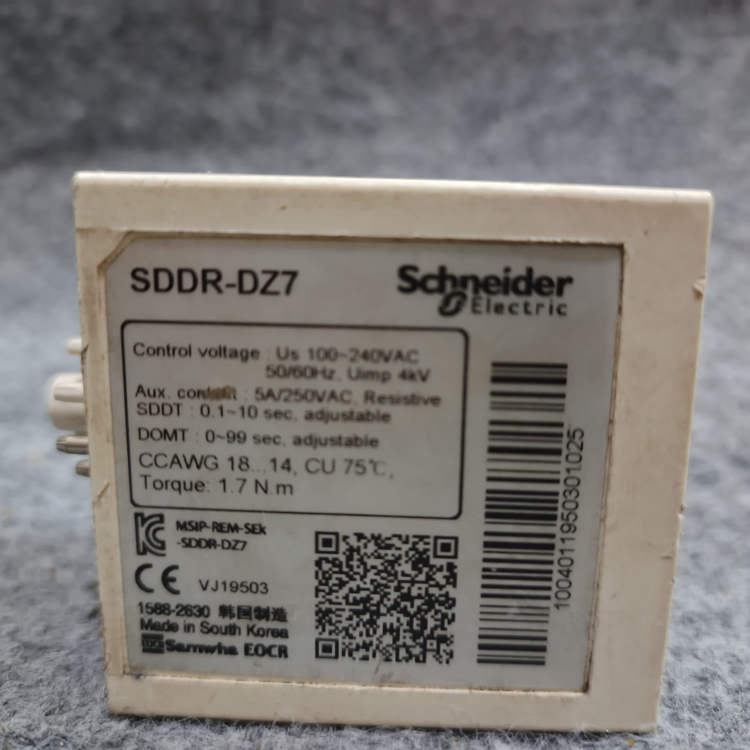 SCHNEIDER SDDR-DZ7 SHUTDOWN AUTO RESTART RELAY 